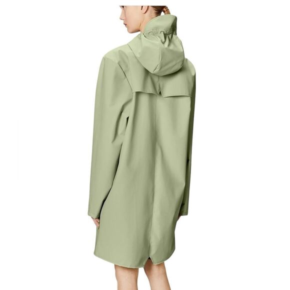 RAINS MENS HOODED LONG RAINCOAT, UNISEX, MINT GREEN, large - Picture 6 of 7